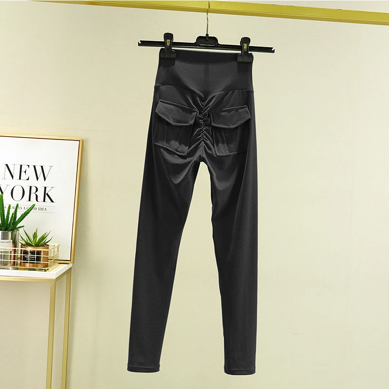 VEQKING Scrunch بعقب النساء اليوغا السراويل جيوب الظهر عالية الخصر الرياضة طماق مرونة رياضة اللياقة البدنية الجوارب سريعة الجافة تجريب السراويل