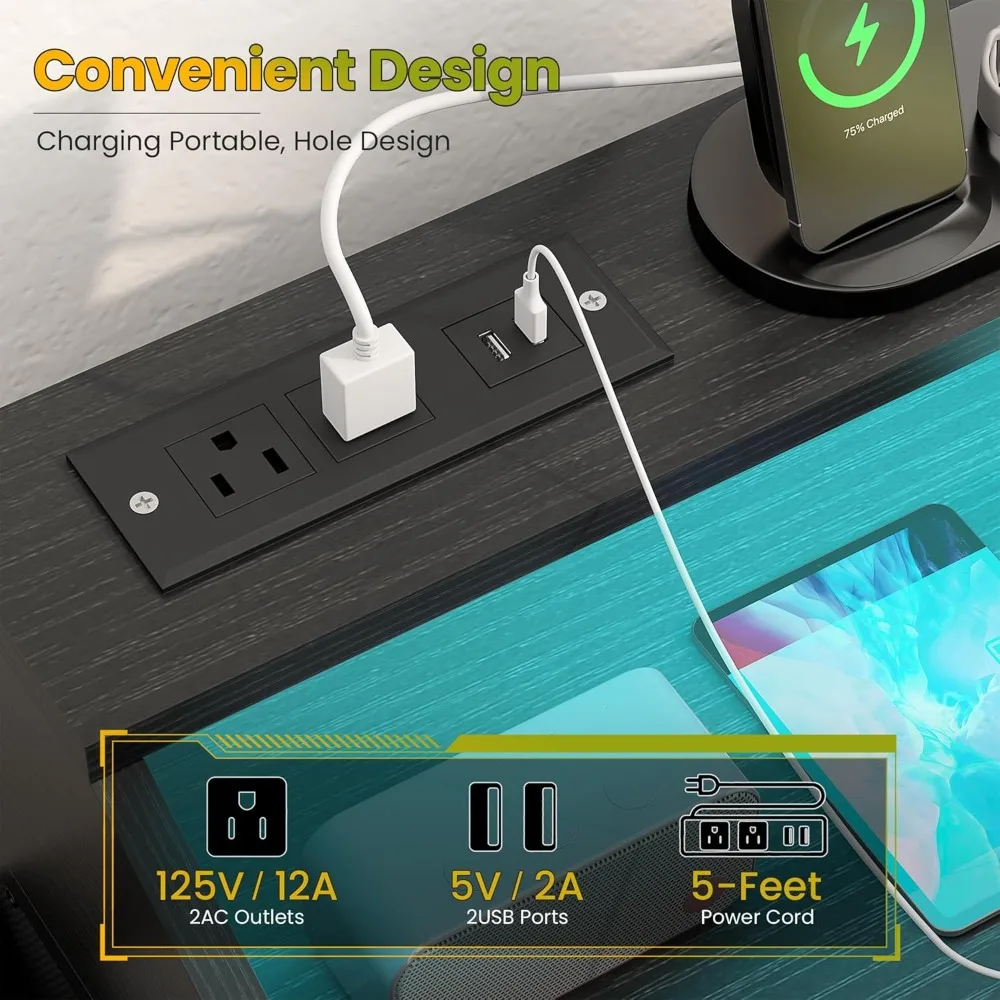 Cômoda de tecido pu preto com 9 gavetas para armazenamento de quarto, sala de estar e corredor