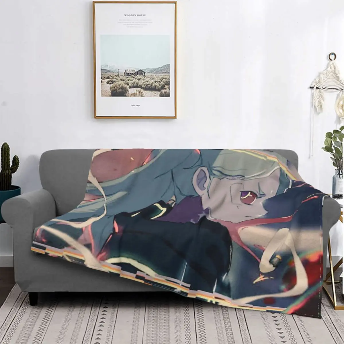 Rebecca's Eyes Kill Japanese anime Edgerunners Blanket Flannel Spring Cute Ultra-Soft Throw Blankets For Sofa Plush Thin Quilt