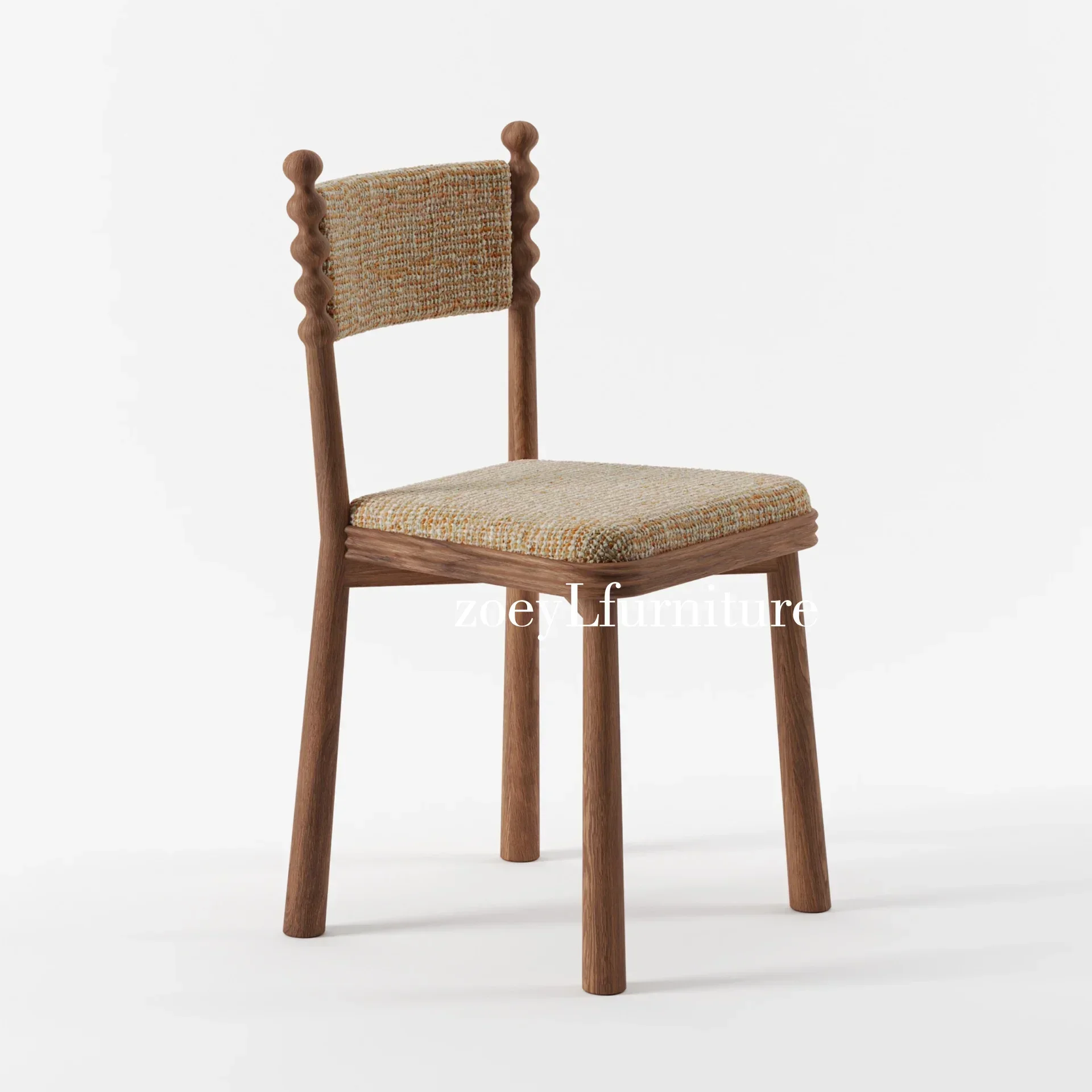 A Modern minimalist solid wood dining chair light luxury medieval living room desk chair cream wind lonely leisure back