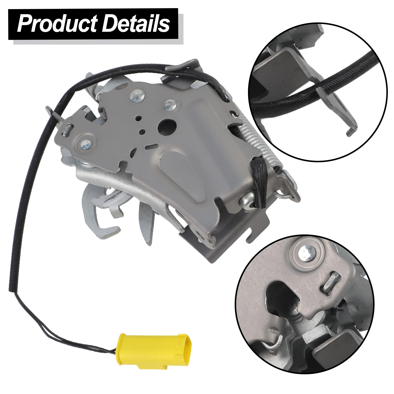 Car Maintenance Front Right Bonnet Lock Bonnet Lock Replacement Silver Metal Material Non-Deformation Silver Finish
