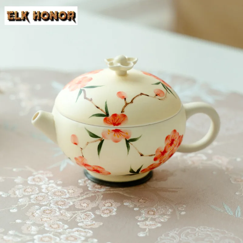 85ML Powder Yin Pure Hand-painted Cherry Blossom Teapot Boutique Tea Infuser Pot Tea Maker Kettle With Filter Tea Services Craft