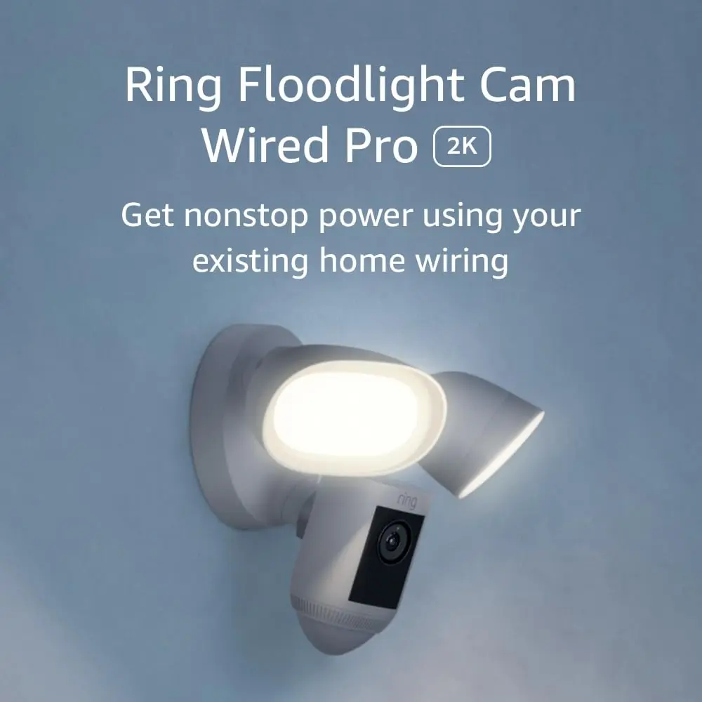 Like-New Floodlight Cam Wired Pro with Bird’s Eye View and 3D Motion Detection, White