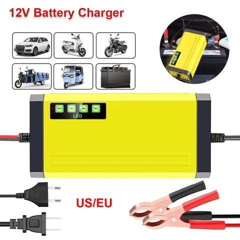 모토 트럭 배터리 충전기 12V 2A 자동차 배터리 충전기 220V 파워 펄스 수리 충전기 LED 디스플레이 습식 건식 납산 배터리