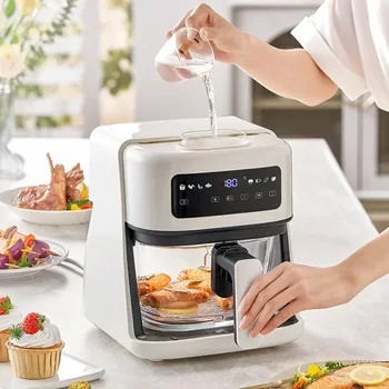 Image wanmi 5L spray type visible air fryers household transparent large capacity electric oven multi-function electric fryer 220V