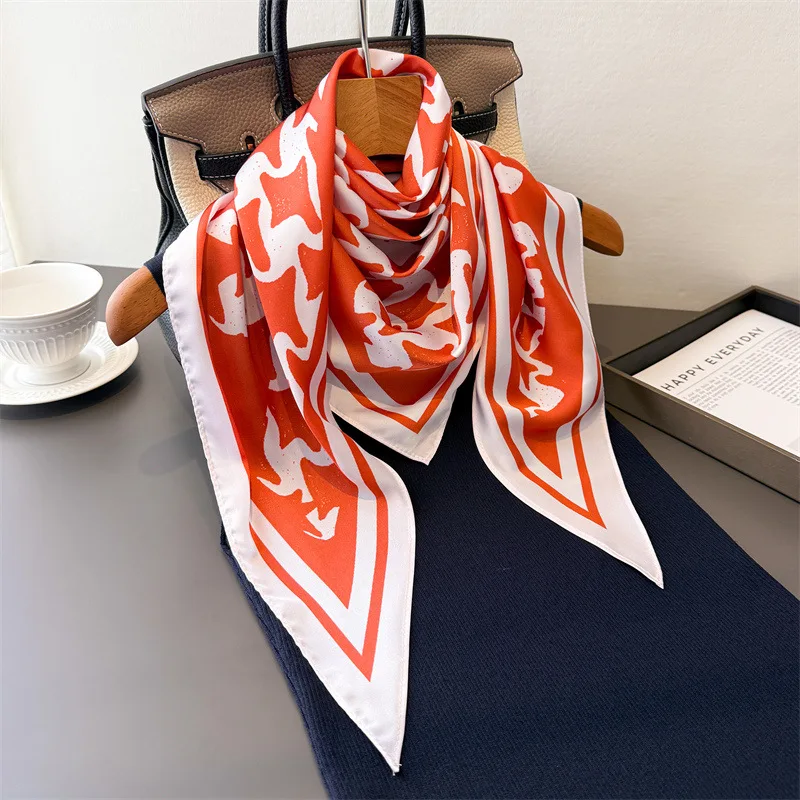 

Print Scarf Silk Hijab Turban Luxury Fashion Bandana Handkerchief Neckerchief HeadScarf Headband Windproof Shawl Wraps Female