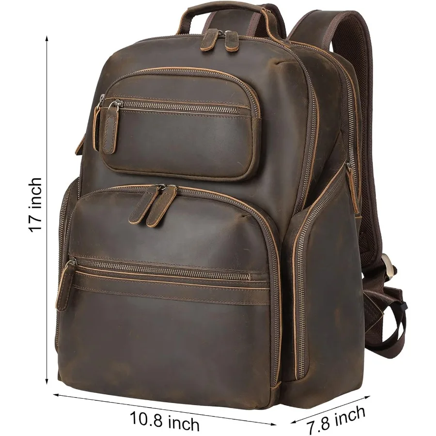 حقيبة ظهر للكمبيوتر المحمول مقاس 15.6 بوصة من الجلد الكلاسيكي من TIDING، متعددة الجيوب، حقيبة ظهر للسفر، حقيبة نهارية للأعمال طوال الليل
