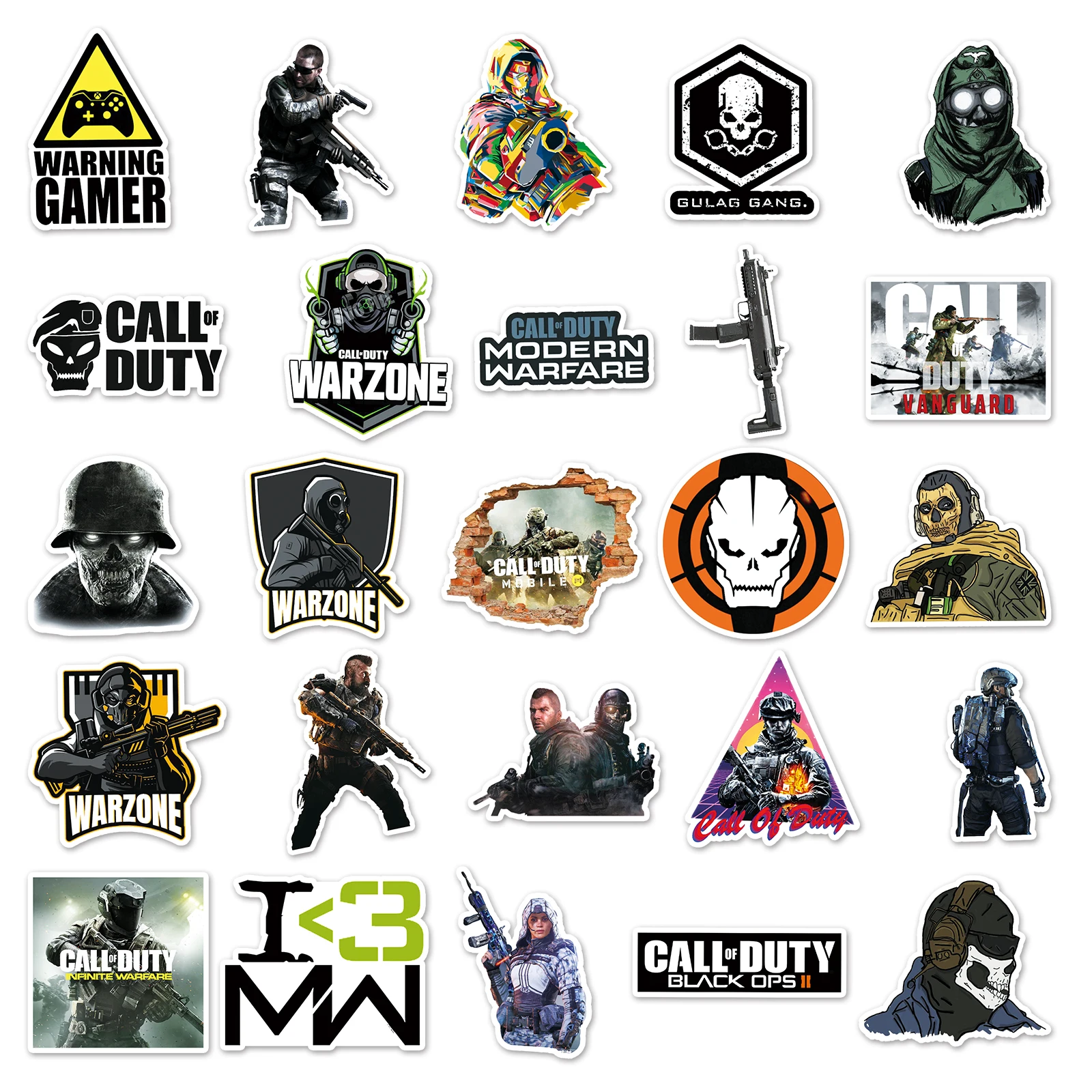 10/30/50PCS Cool Call of Duty COD Stickers Graffiti Decal Phone Suitcase Laptop Skateboard PVC DIY Classic Toy Decoration Gift