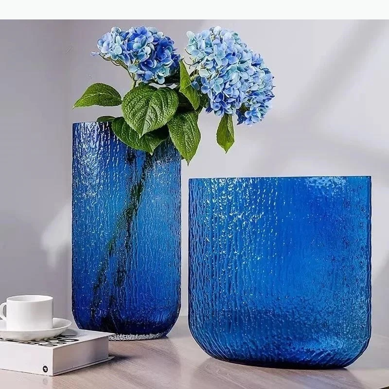 Hammer Wrinkles Glass Vase Hydroponic Transparent Flower Pots Desk Decoration Flower Arrangement Floral Vases Modern Home Decor