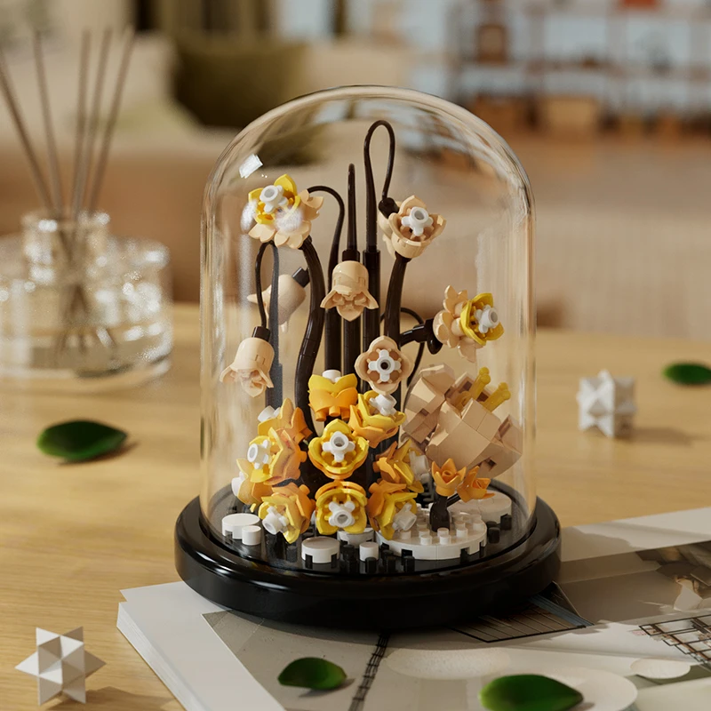 Micro deeltje bouwsteen boeket handgemaakt cadeau, kinderpuzzel speelgoed handgemaakte DIY zonnebloem desktop decoratie ornament