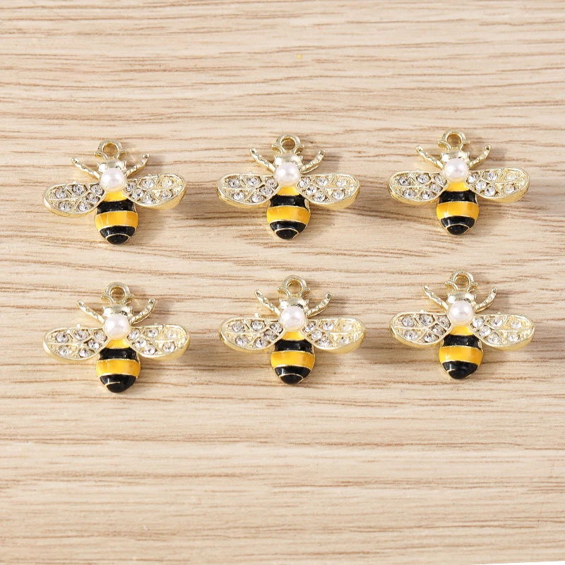 

10pcs 20x17mm Cartoon Animal Charms Enamel Crystal Bee Charms Pendants for Jewelry Making Earrings Necklace DIY Crafts Supplies