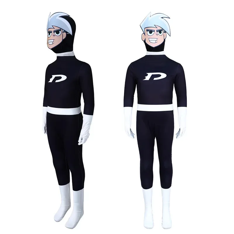 

Костюм фантом для взрослых и детей, боди супергероя на Хэллоуин с 3D принтом, маска, костюм Дэнни Фентон, комбинезон для косплея, мужской мальчик goi/6