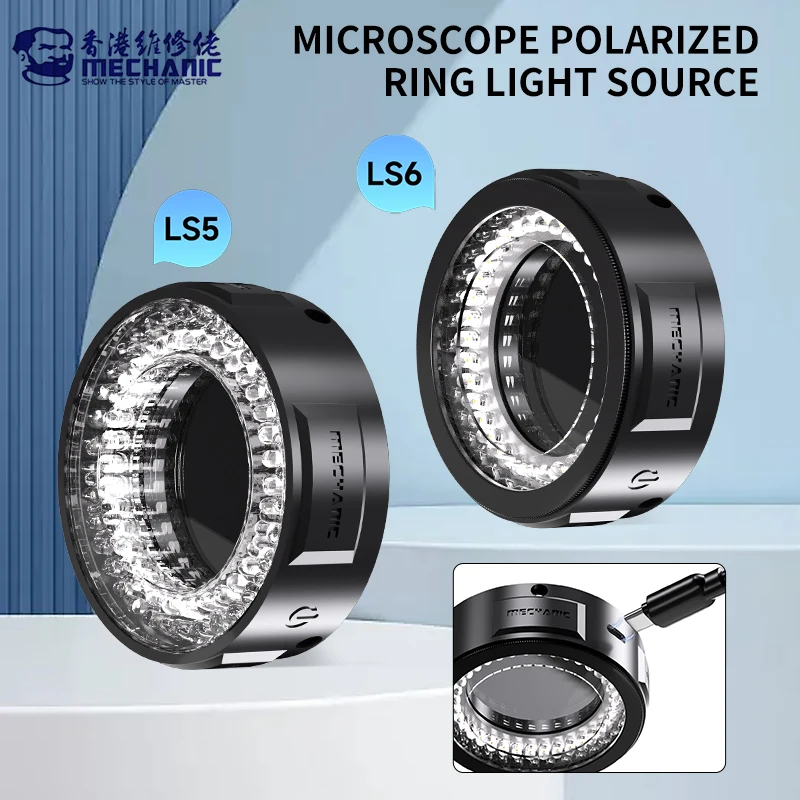 Mechanic LS5 LS6 Microscope Ring Light Polarized 84 LED Ring Lamp Adjustable Anti Glare Eliminates Reflection Illuminator Tools