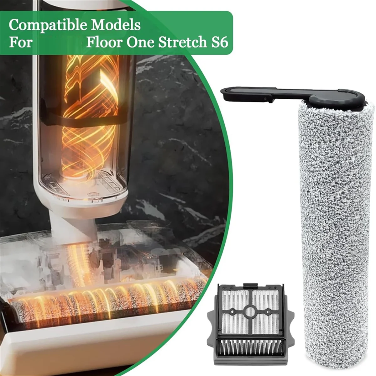 EQAZ-для Tineco Floor One Stretch S6 запасные части для пылесоса для влажной и сухой уборки, рулоны щетки + фильтры Hepa