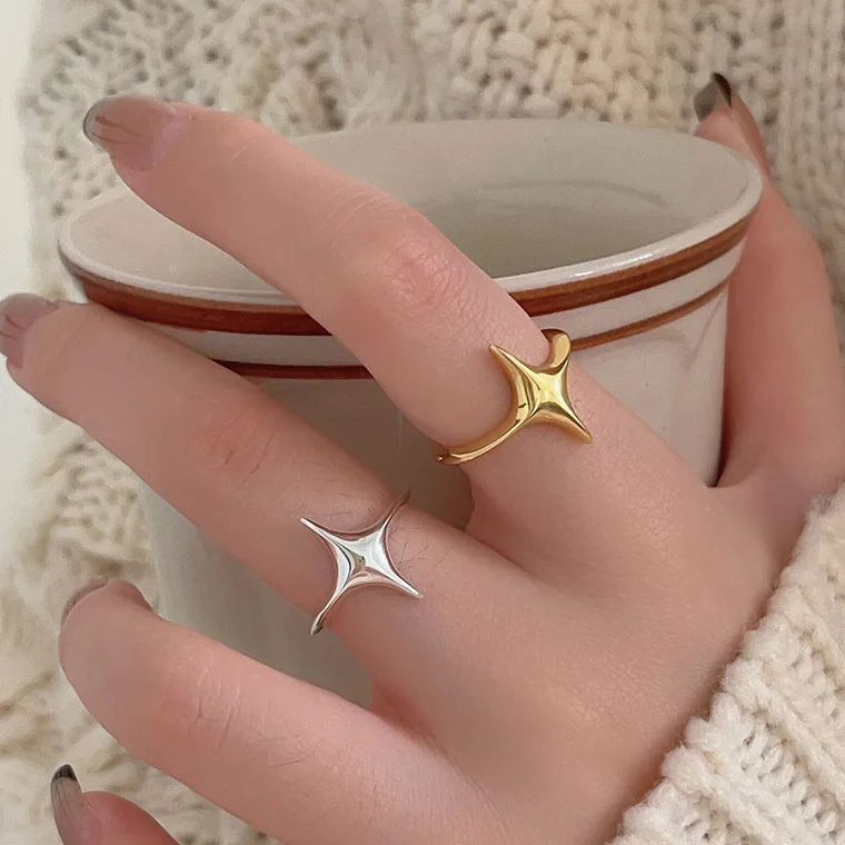 925 Sterling Silver Star ​Adjustable Rings For Women Wedding Vintage Luxury Jewelry Accessories Wholesale Jewellery Argent 925