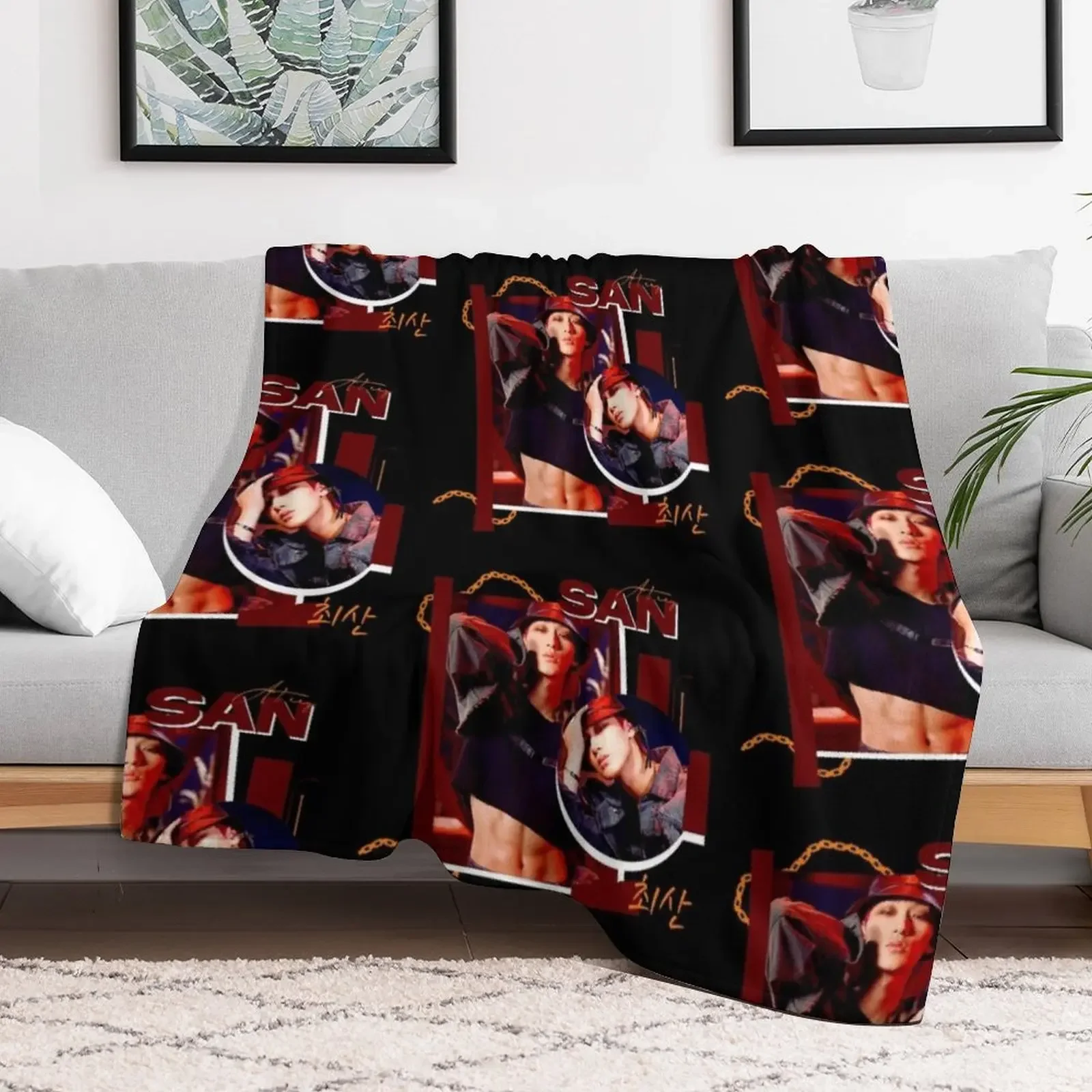 ATEEZ SAN | FIREWORKS Throw Blanket For Sofa Thin bed plaid Blankets