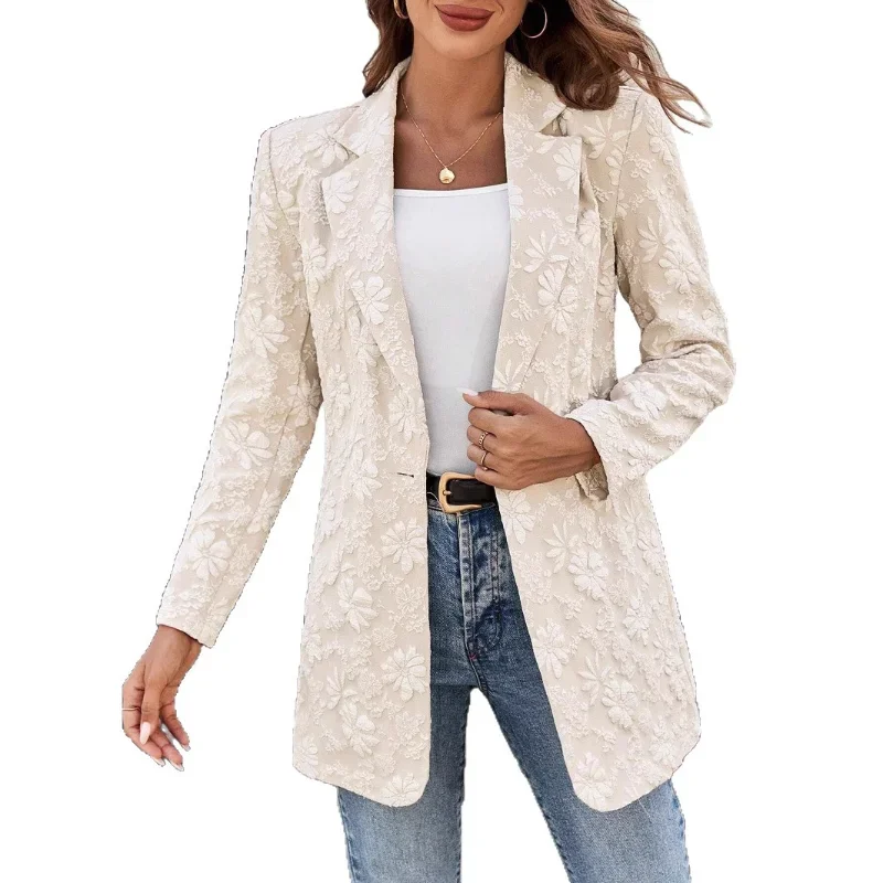 

2025 Autumn and Winter New Jacquard Suit Single Button Slim Temperament Commuter Workplace Jacket for Women