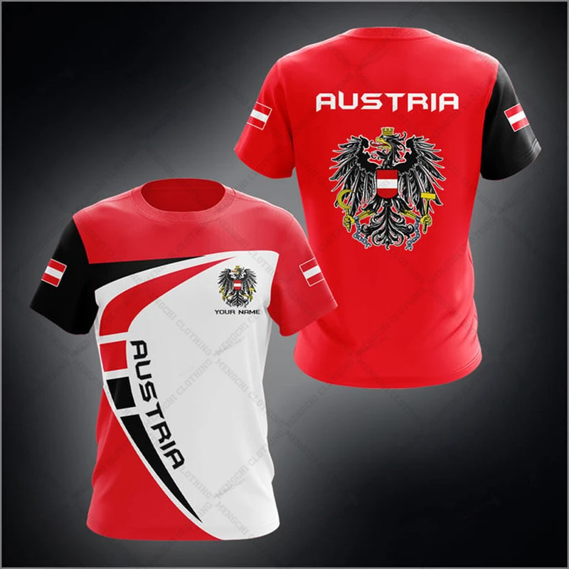 Custom Name Austria Flag Ink Marks Graphic T-shirts Summer Casual Tees Crewneck Jersey Fast Dry Short Sleeve Tops Loose Pullover