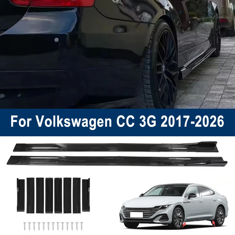

For Volkswagen CC 3G 2017-2026 2018 Car Side Skirt Splitters Extended Side Spoiler Sport Body Kit Bumper Lip Modified Parts 8Pcs