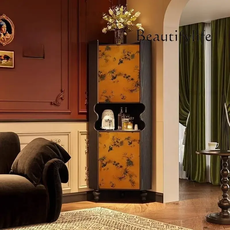 R Eenvoudige bruine woonkamerkasten Rustiek Klassiek Hoog Modern Woonkamerkasten Houten smalle kast De Rangement-meubels