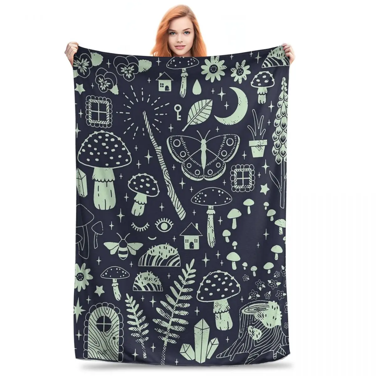 Fairy Garden Midnight Blankets Flannel Super Soft Throw Blankets Sofa Throw Blanket For Couch Bedding Travel Throws Bedspread