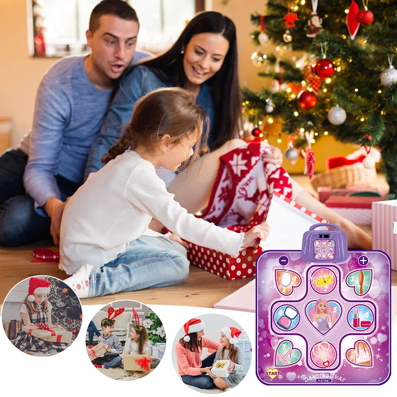 QWZ Dance Mat Toys Kids Game Dance Pad with LED Lights 6 Game Modes Adjustable Volume Built-in Music for Girls Ages 3-10 Gifts