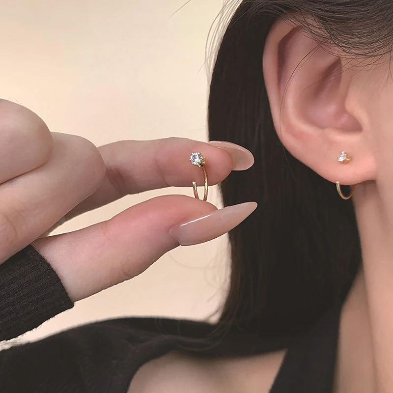 1Pair Crystal Stud Earrings For Woman Korean Fashion Jewelry Party Girls Elegant Earrings Accessories