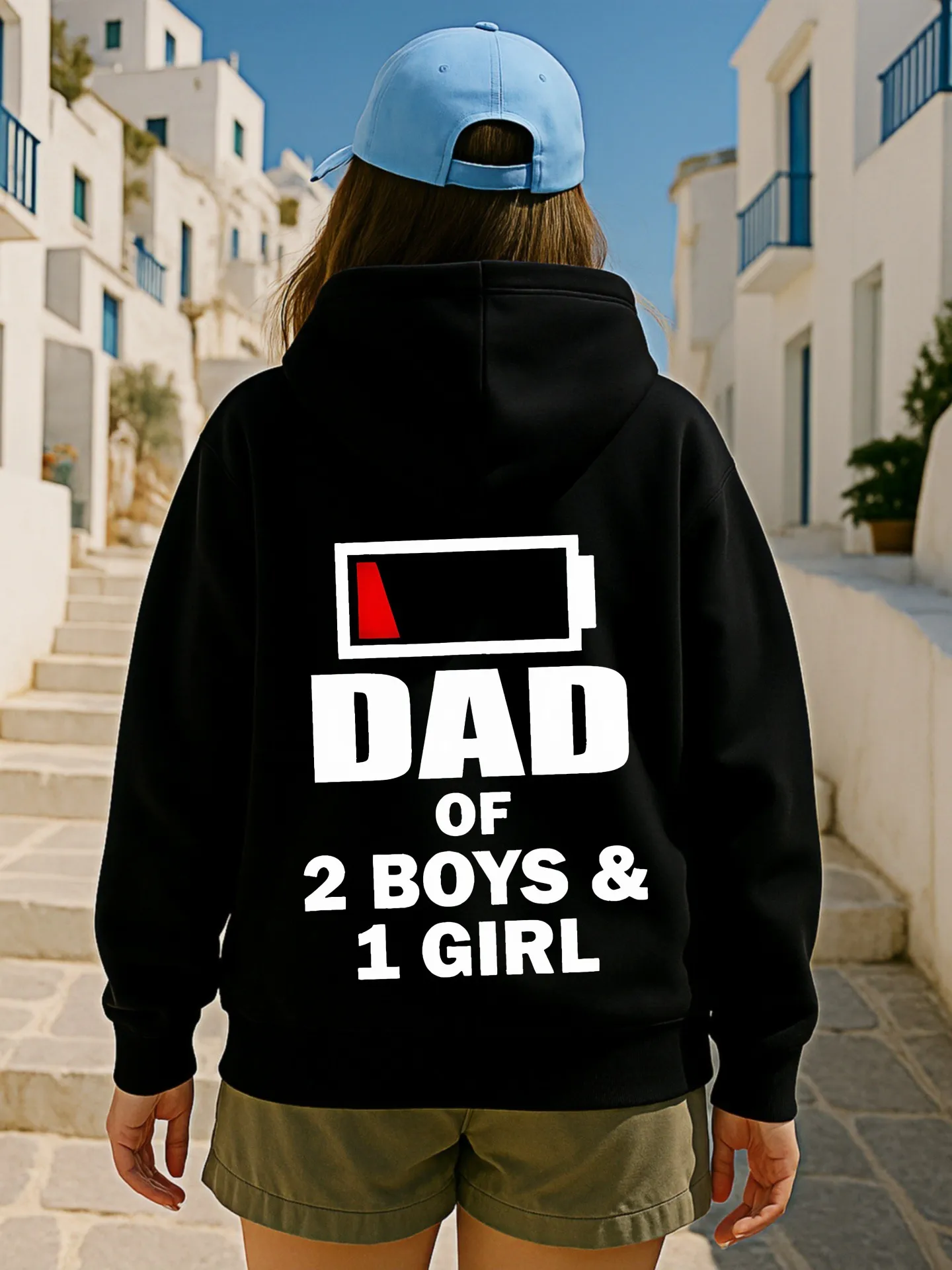 Sweat à capuche graphique, imprimé papa de 2 garçons et 1 fille, design esthétique décontracté, tissu doux, tenue quotidienne décontractée, pour hommes