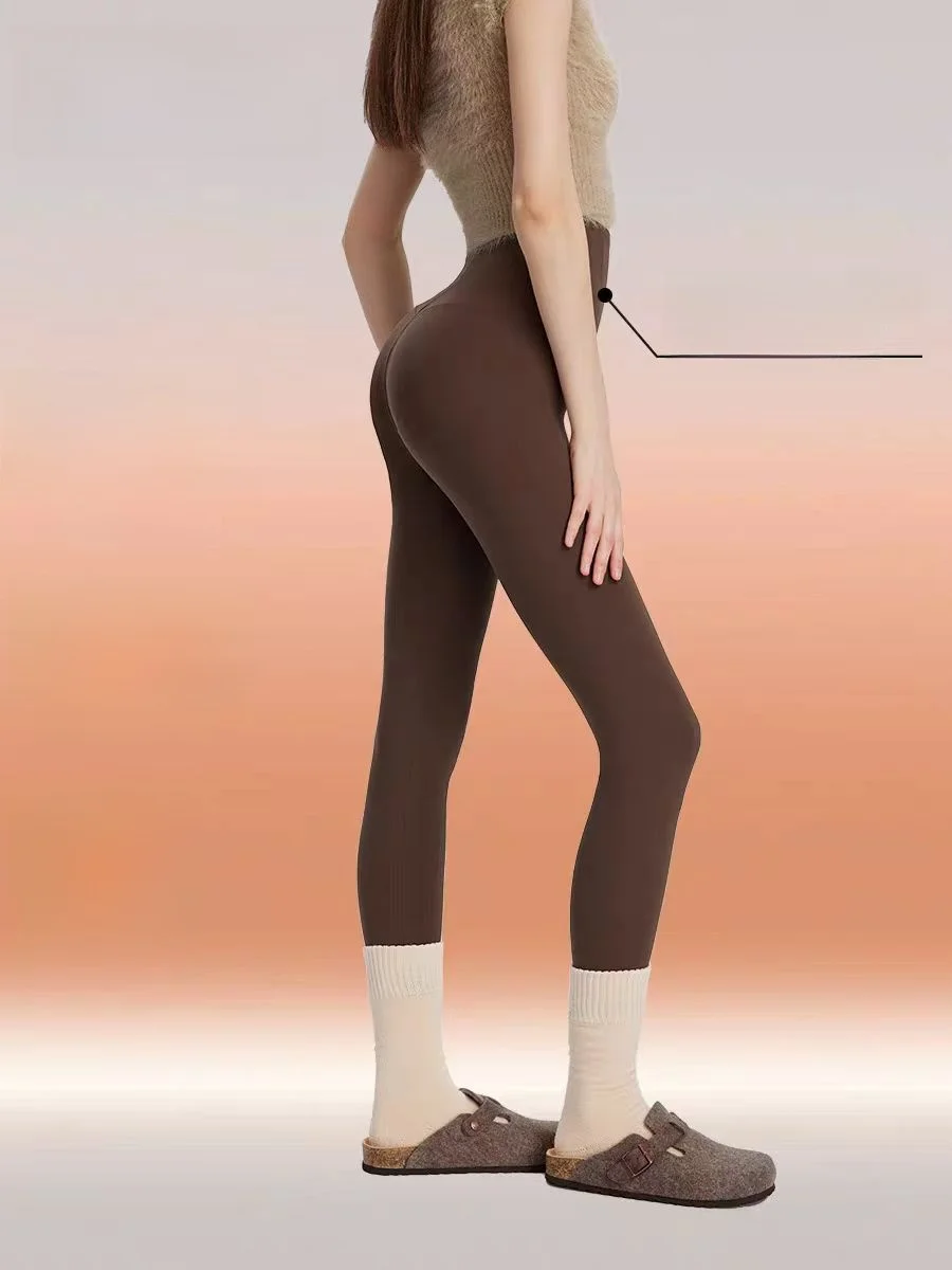 High Waist Fce Lined Yoga Pants Women's Spring Autumn Sle Brued Tightening Tummy Control Butt Lifting Boting Pants