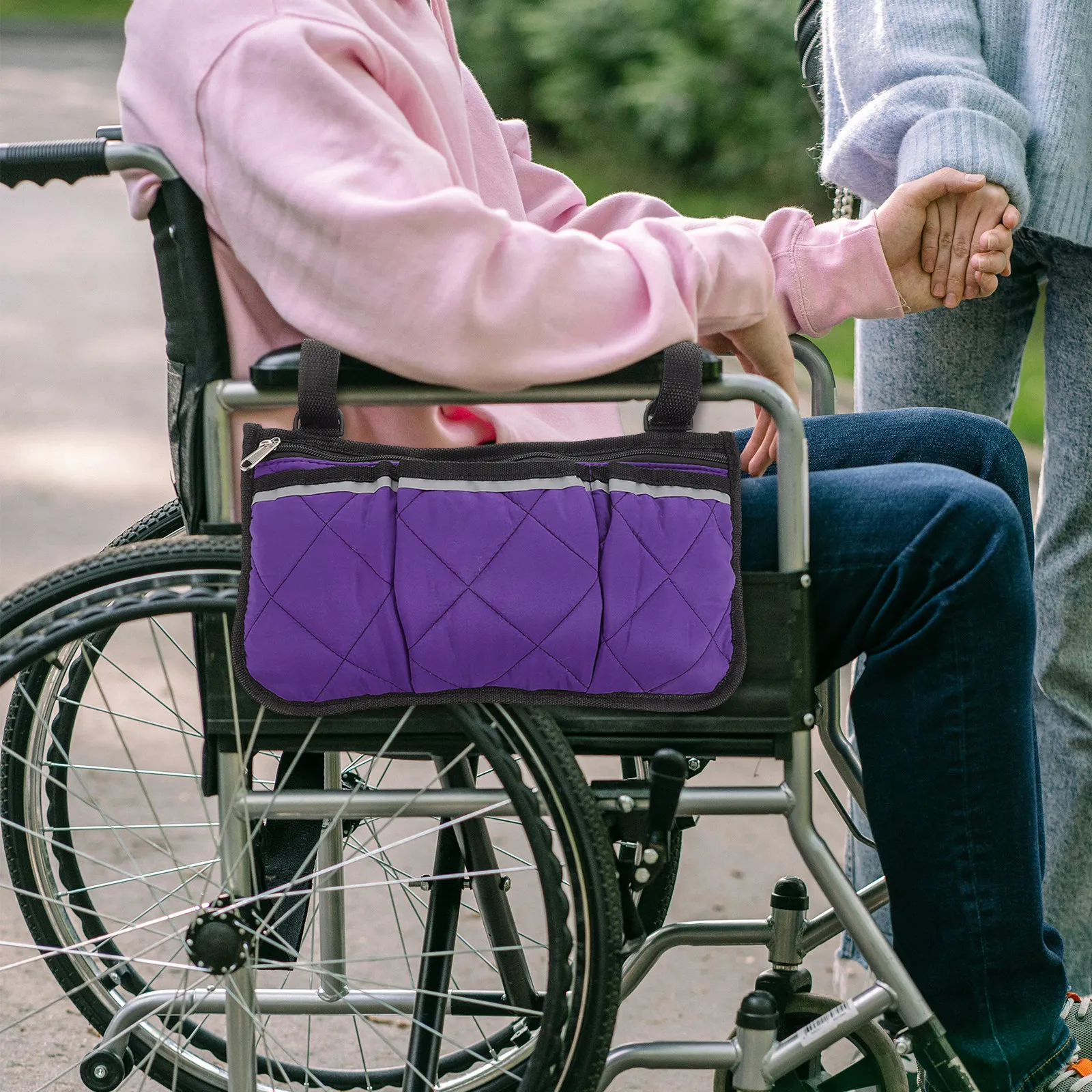 Wheelchair Side Organizer Storage Bag Resistant Armrest Pouch for Wheelchairs Strollers Rollators Hanging Carry Bag