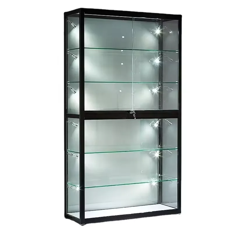 

2025customized. retail shop living room aluminum display showcase beauty salon glass display lockable glass trophy cabinet