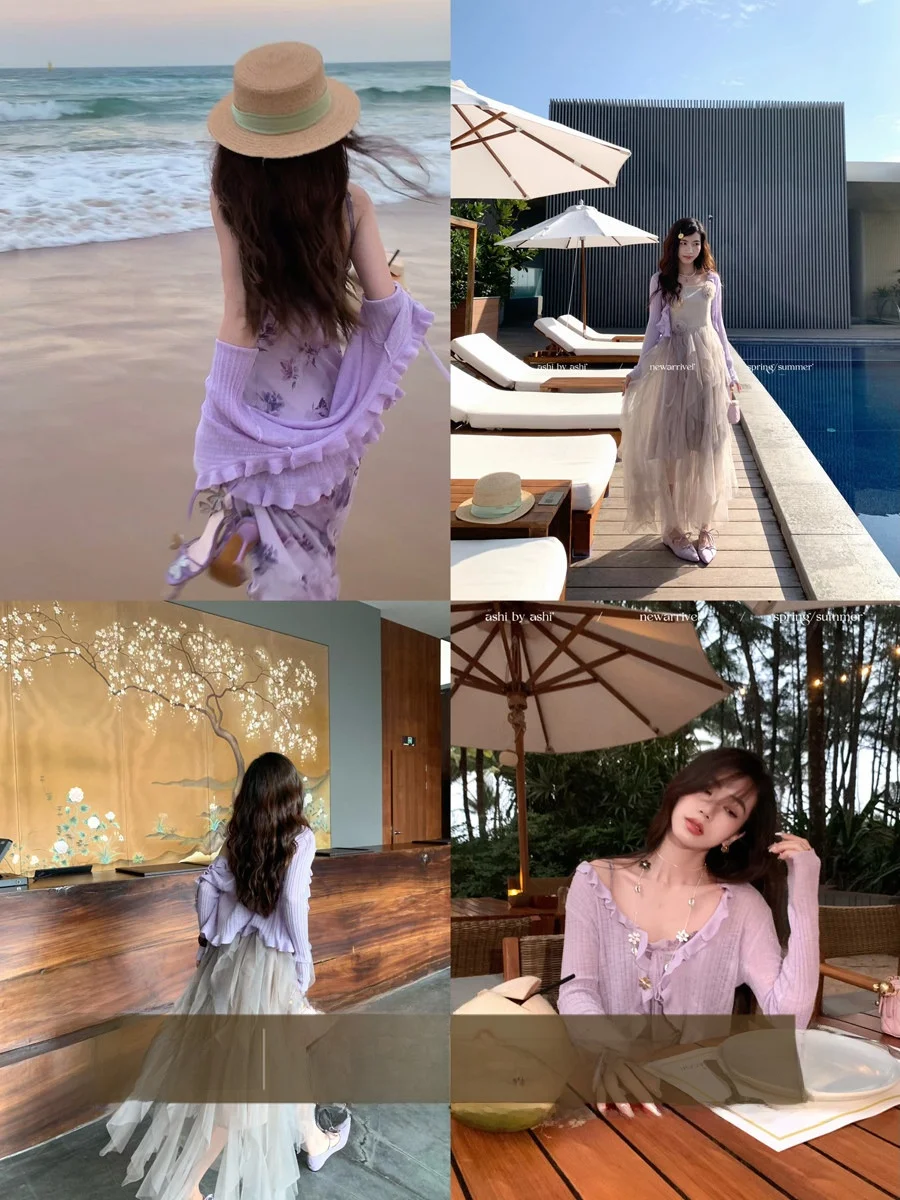 

Летний льняной вязаный кардиган Miss Nanzhu для женщин, тонкий, с бантом, деревянный браслет, корейский стиль, приталенный крой, V-образный вырез