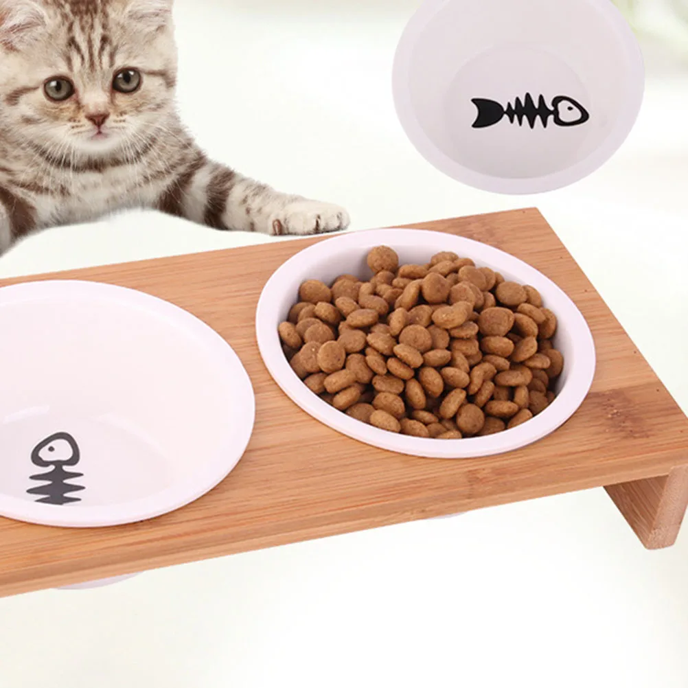 

Ceramic Bowl For Cats Dogs Non-Toxic Eco-Friendly Polished Easy Clean Pet Feeder Bamboo Pet Table Dog Feeding Supplies