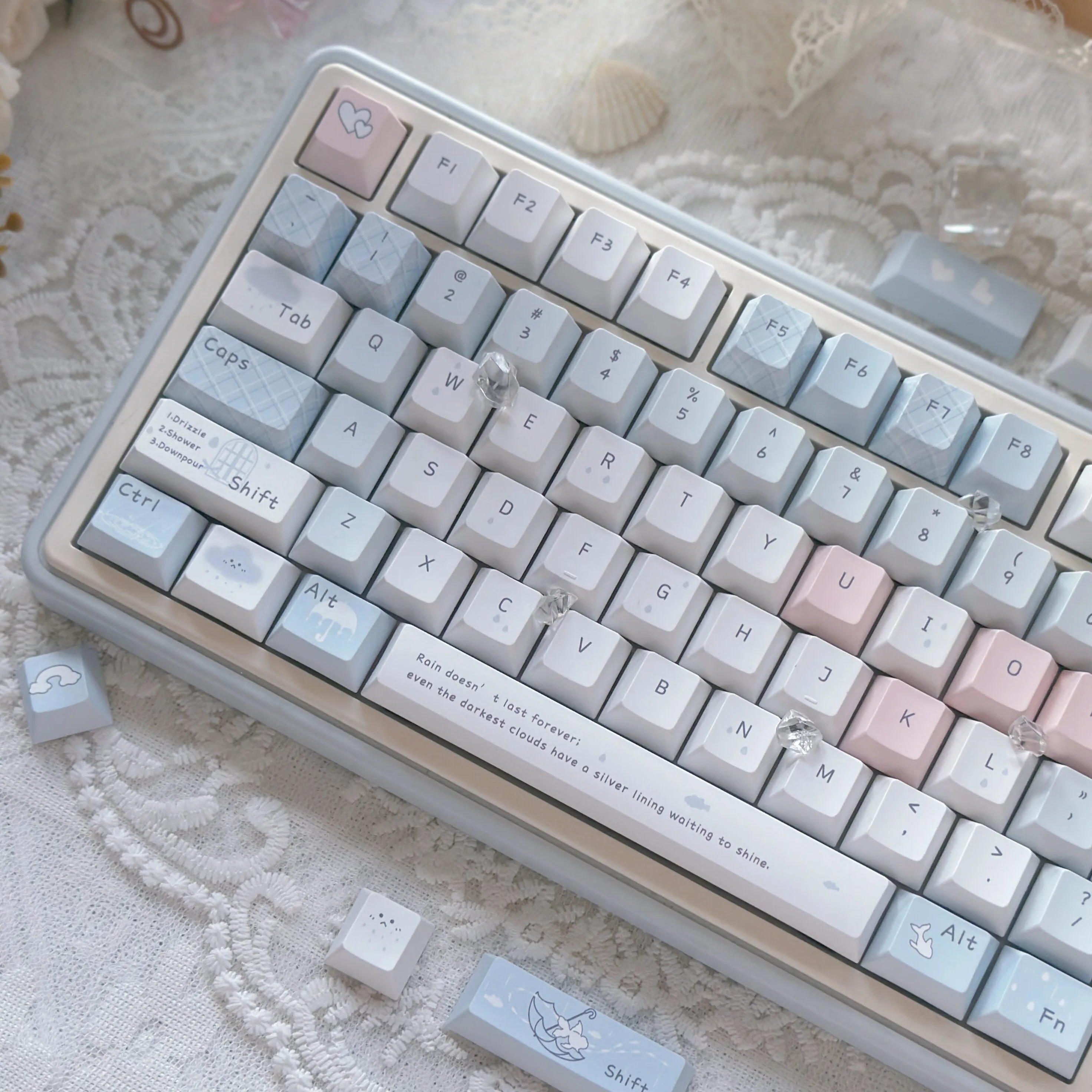 Ins Style Mechanical Keyboard Keycaps PBT 5-sided Sublimation Cherry Profile 130 Key Custom Keycap for MX Switch Gamin Keyboards