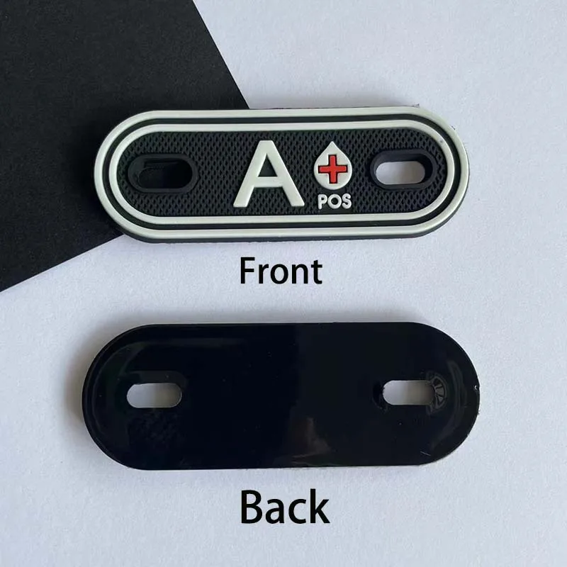 2PCS,A B AB O Positive Blood Type PVC Patch,Shoelace Blood Buckle Tactical Patches,Clothing Zipper,Backpack Blood Tag Charm,