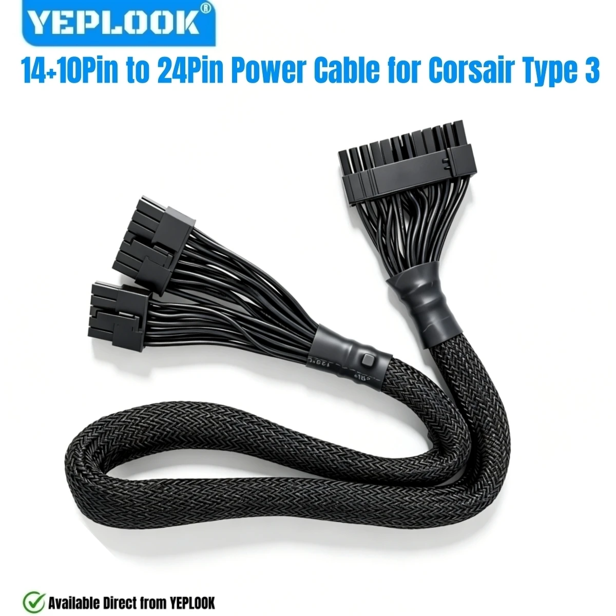 

14+10Pin to 24Pin ATX Motherboard Power Cable for Corsair HX1200i, HX1000i, HX850i, HX750i, HX650i, HX-i Type 3 Modular Powers