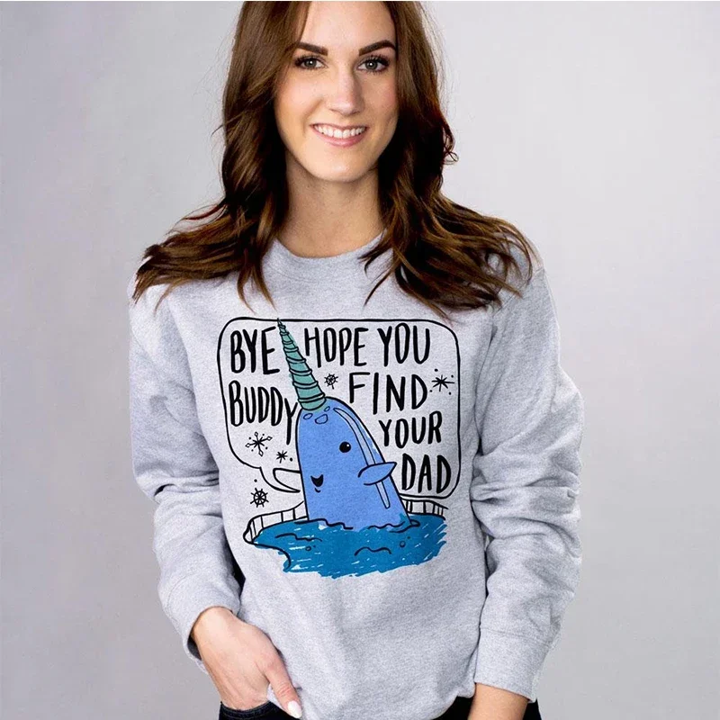 Plus size Merry Christmas Women Sweatshirts Bye Buddy Hope You Find Your Dad O Neck Hoodies Harajuku Funny Goth Clothes Female