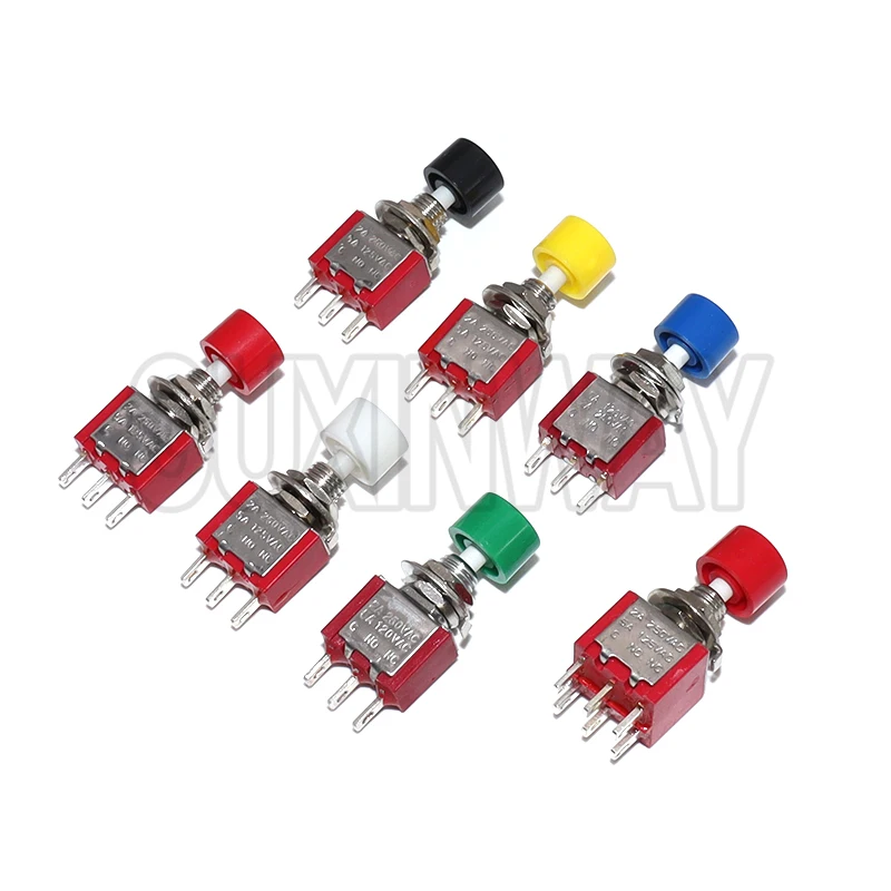 5PCS ON-(ON) 2A 250VAC/5A 120VAC 3Pin C-NO-NC 6MM 미니 순간 자동 복귀 푸시 버튼 스위치