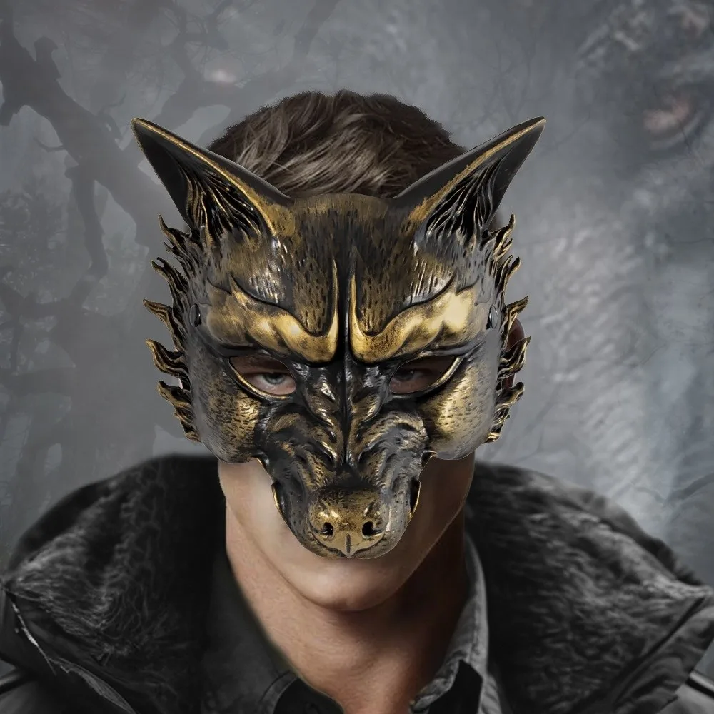 

Punk Wolf Halloween Mask Animal Foam Masquerade Mask Dress Up Props Half Face Cosplay Mask Makeup