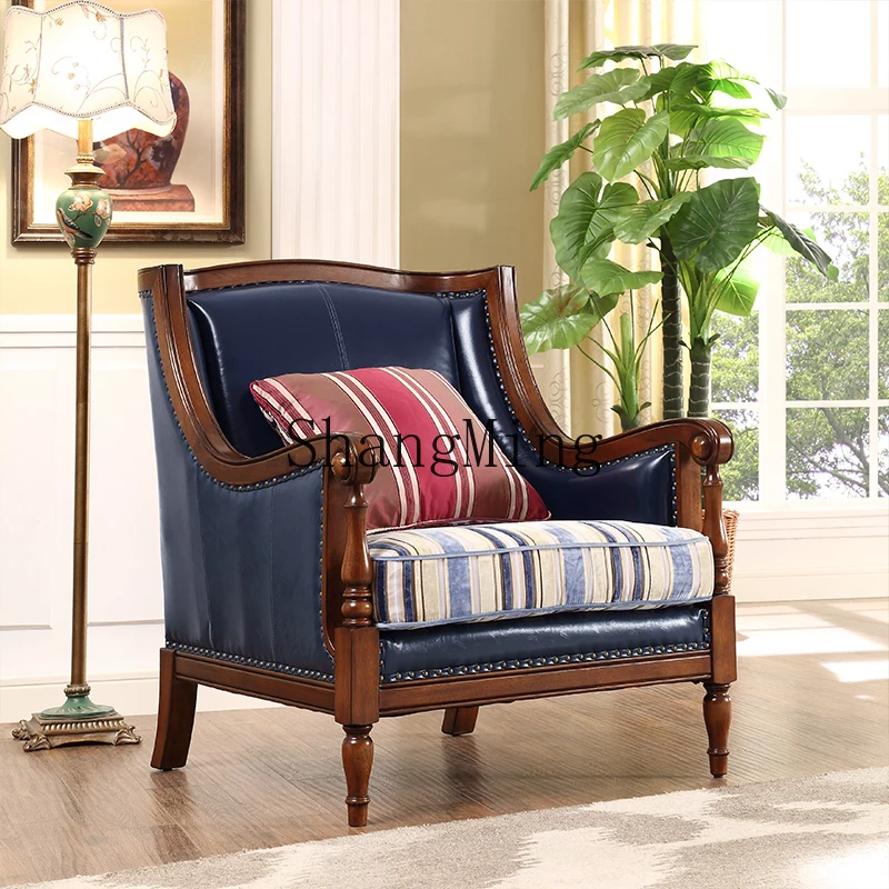 

ZYY home full solid wood living room furniture 1 + 2 + 3 combination first layer retro leather sofa