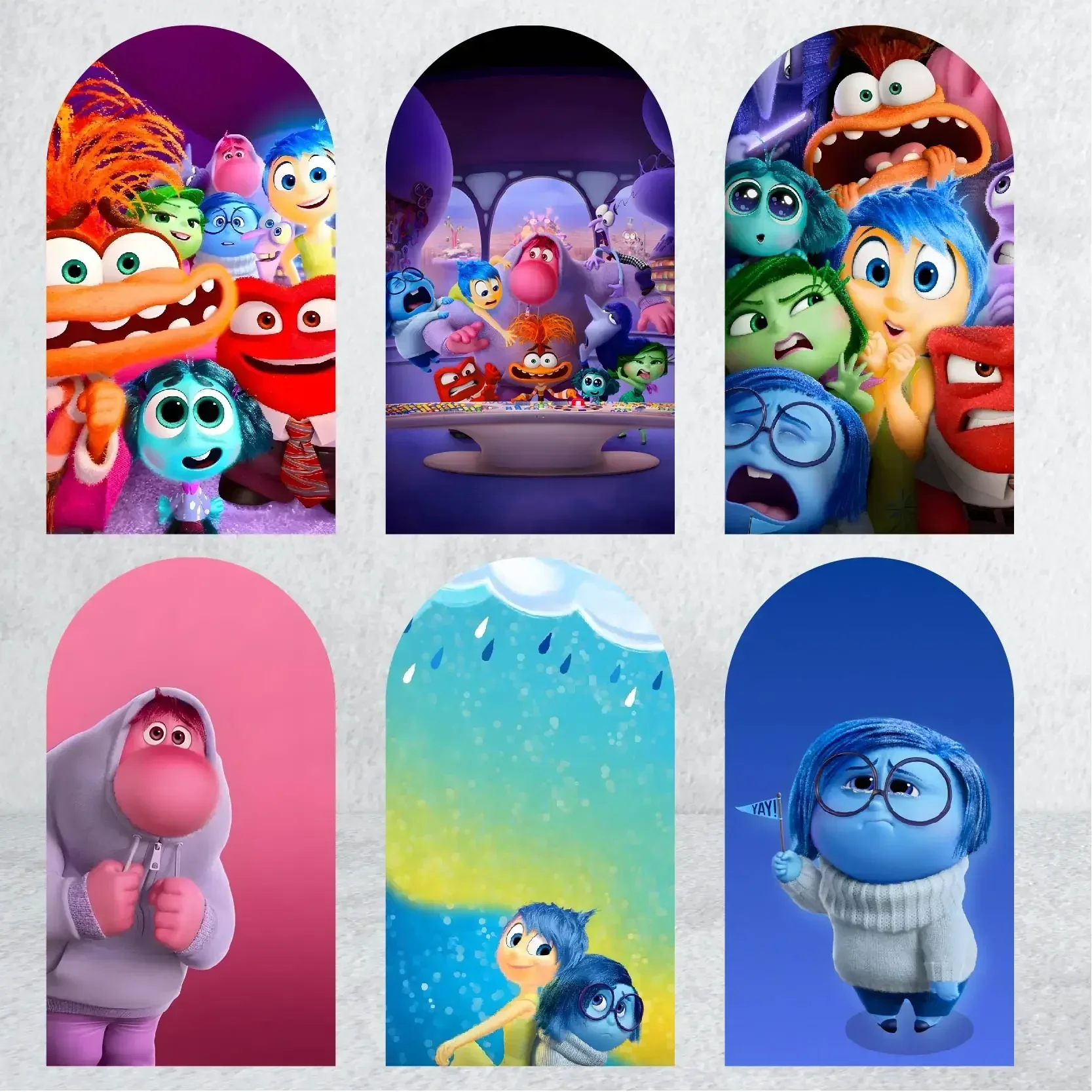 

Disney Inside Out 2 Round Arch Backdrop Cover Banner Elastic Fabric Birthday Party Photo Shooting Background Balloon Decoration