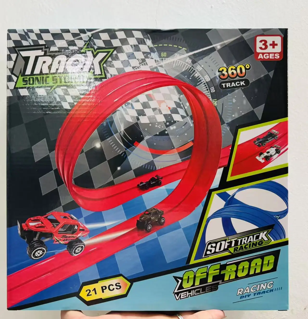 Elastyczna torba na zabawki DIY, składana, miękka torba wyścigowa, napęd inercyjny, samochodzik na torze, zabawki dla dzieci, 4m miękki tor