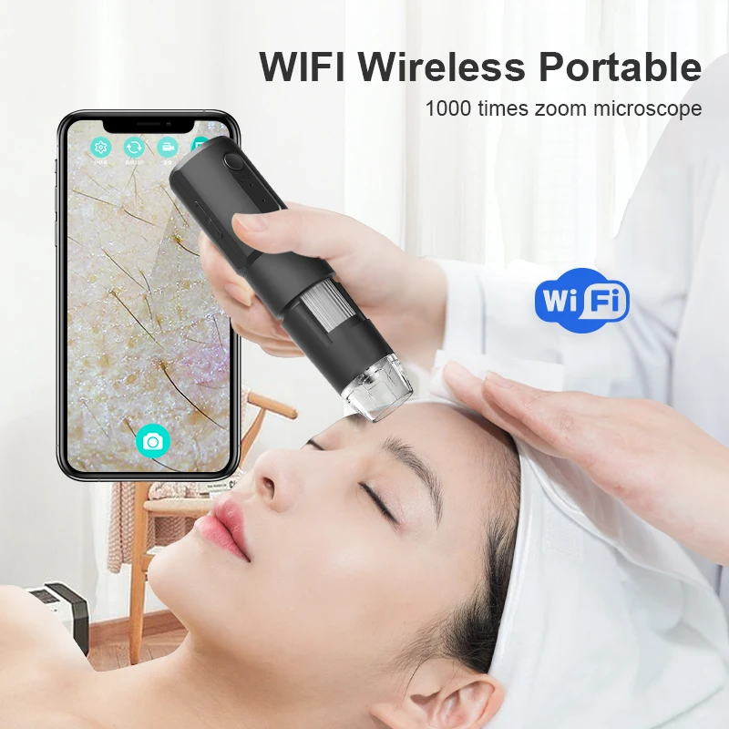 Hot Sale 1000X Wireless Digital Wifi Microscope for Skin Detector Beauty Instrument Hair Scalp Skin Analyzer Detector