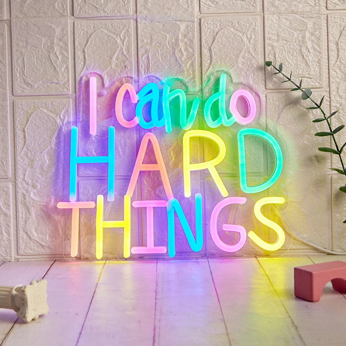 

Chi-buy LED Neon I Can Do Hard Things Неоновые вывески с питанием от USB Ночной светильник 3D Настенное искусство Спальня Декор комнаты Лампы Знаки Подарок на день рождения