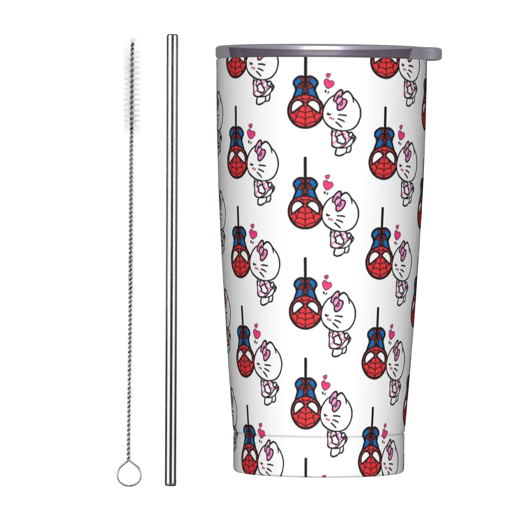 

Hello Kitty Love Spiderman Cartoon Tumbler Vacuum Insulated Coffee Cups Vacuum Flask Smoothie Tea Mugs Spill Proof, 20oz