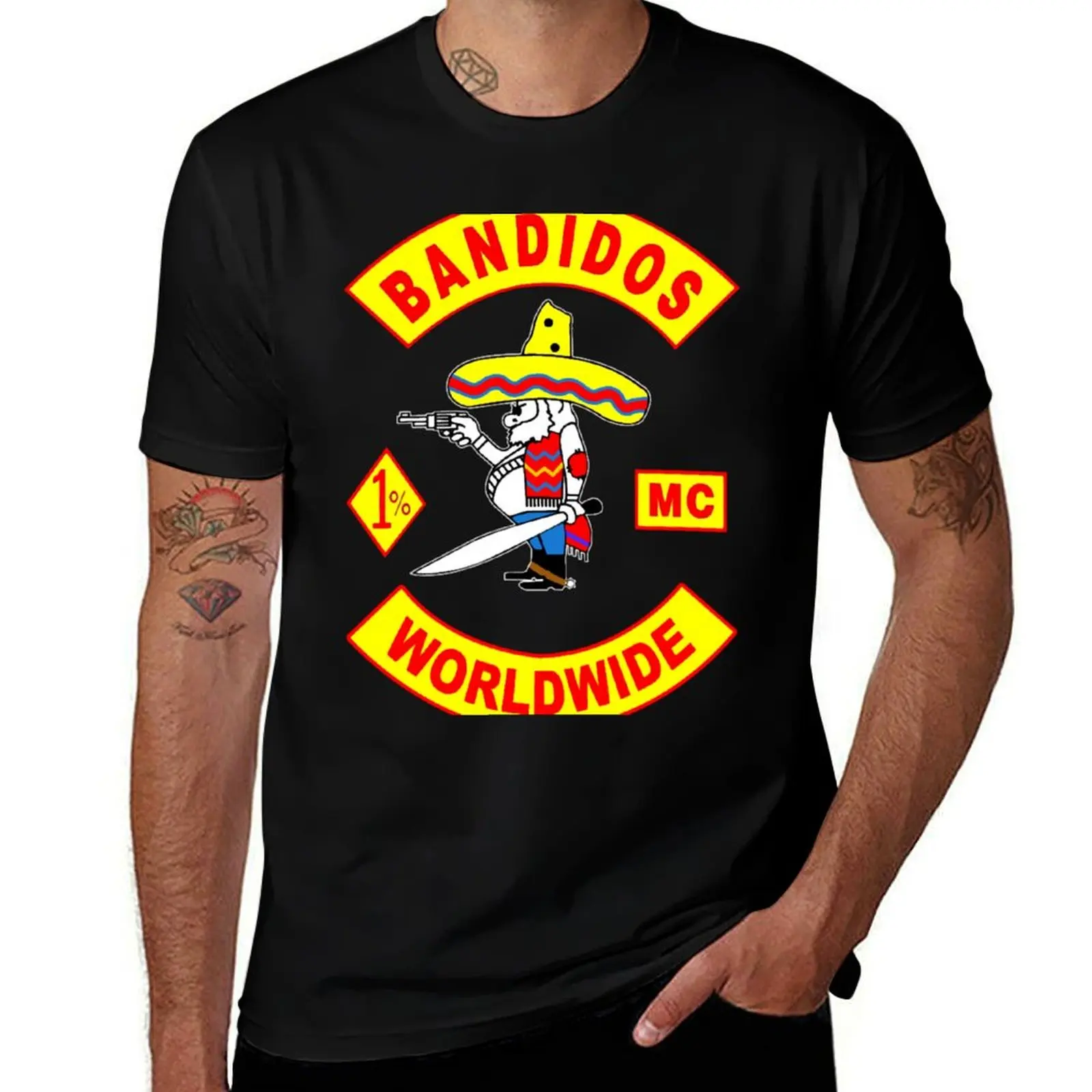 

Bandidos Worldwide MC logo T-Shirt printed t shirts for man black cotton t-shirt plain for man package essential t shirt T-shirt