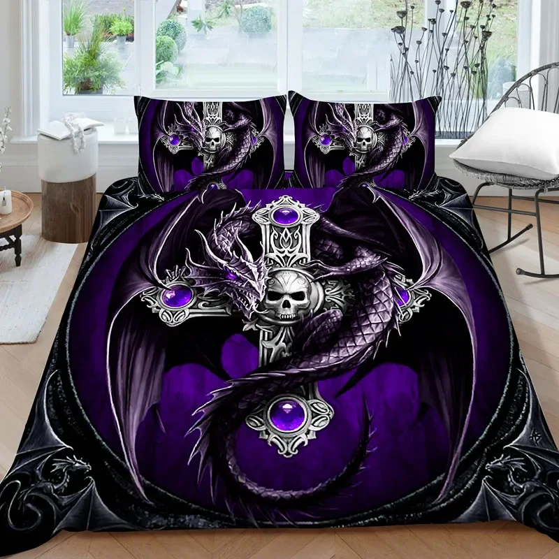 Hot Style Soft Bedding Set 3d Digital Skull Printing 2/3pcs Duvet Cover Set with Zipper Single Twin Double Full Queen King