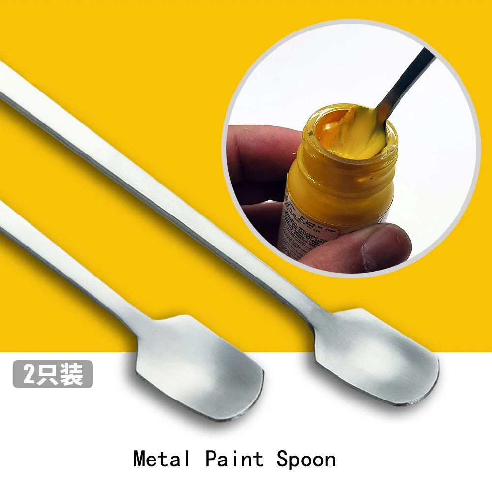 2pcs Model Painting Coloring Tool Stainless Steel Paint Spoon Thickened Type The Stirring Rod