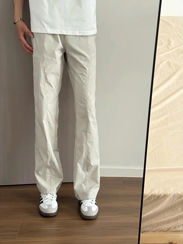 Qui Dry American Sle Corte inclinado Pantalones casuales de verano para hombres A prueba de viento Impermeable Bell Bot Faionable Pierna recta Tro...