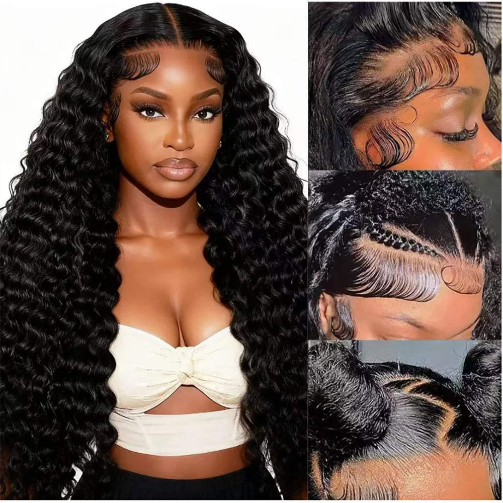 

Парик с глубокими волнами 36-46 дюймов, прозрачный HD-кружевной фронтальный парик 360, парик с водными волнами, кружевной фронтальный парик, кудрявый парик из натуральных волос для женщин